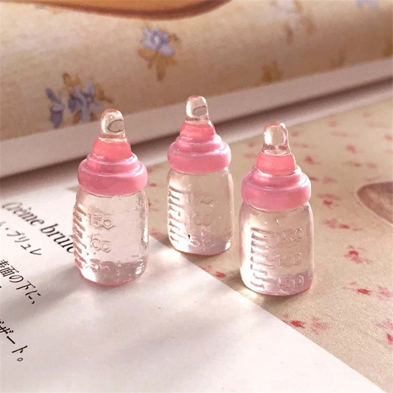 10pcs Kawaii 3D Miniature Feeding Baby Bottle Resin Cabochon Embellishments - £7.88 GBP
