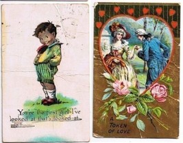 Valentine Postcards First Girl I&#39;ve Looked At &amp; Token of Love 1924 - £2.81 GBP