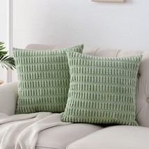 Fancy Homi 2 Packs Sage Green Decorative Throw Pillow Covers 18X18 Inch For - £23.96 GBP