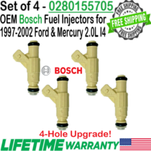 Genuine Bosch 4Pcs 4-Hole Upgrade Fuel Injectors for 1997-02 Ford Escort 2.0L I4 - £74.94 GBP