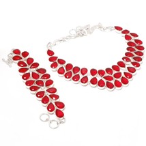 Pink Rubellite Pear Shape Handmade Fashion Ethnic Necklace Set Jewelry SA 4496 - $26.99