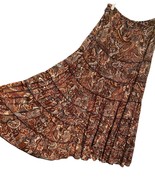 Vintage Metro Wear Tiered Skirt Brown Medium Paisley Boho Full Elastic W... - $25.74