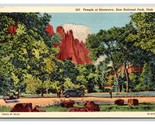 Temple of Sinawava Zion Canyon National Park Utah UT UNP Linen Postcard Y10 - $3.02