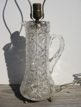 Stunning Vntg Heavy Brilliant Cut Crystal Pitcher Table Lamp Snowflake Pattern - £71.53 GBP