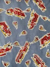 Vintage 1995 American Folk Fabric Forties Fire Engine 3 Yd 58 Wide - $49.50