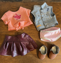 American Girl Doll Tenney Meet Outfit Shirt Skirt Jean Vest Shoes Underware lot - £27.06 GBP