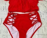 Womens Plus Size Swimwear 2 Piece High Waisted Swimsuit Ruffle Bikini - $33.25