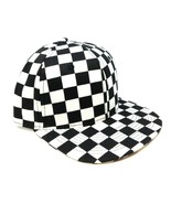 YOUTH KIDS BLACK AND WHITE CHECKER PRINT FLAT BILL ADJUSTABLE SNAPBACK H... - $376.03 MXN