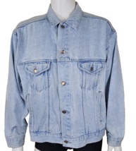 Y2K 90s Denim Pepsi Jacket Mens Large Distressed Trucker Blue Jean Coat ... - £35.52 GBP