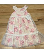 Girls Heirloom By Polly Flinders Dress Pink Rose Print Lace Overlay Size 4T - €24,84 EUR