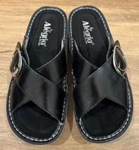 Alegria VANYA Black Leather Criss Cross Wedge Sandals Size 38 /US 8 8.5 ... - £46.08 GBP