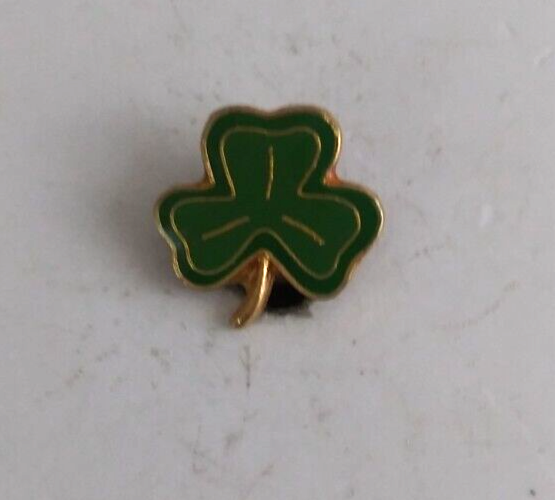 Vintage St. Patrick&#39;s Day 3 Leaf Clover Shamrock Enamel Lapel Hat Pin - $8.42