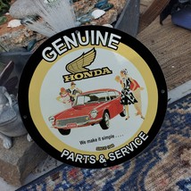Vintage 1948 Honda Genuine Parts &amp; Service Porcelain Gas And Oil Pump Sign - £97.63 GBP