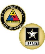 ARMY 2ND  ARMORED DIVISION HELL ON WHEELS MILITARY  CHALLENGE COIN - £27.96 GBP