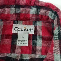 Carhartt S95 CRI Men's Red & Black Cotton Flannel Long Sleeve Shirt Size Large image 3