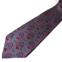 Santavelli Gray with Red/Purple Blue Paisley Tie 59&quot; x 3.75&quot; - £13.28 GBP