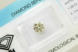 Round Shape Diamond 1.06 Carat K, Faint Green I1 Loose Enhanced IGI Certified - £803.71 GBP
