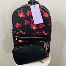 Madden Girl Mini Backpack &amp; Pouch Bag, Lightweight, Black Red Floral, NWT - $39.00