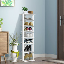 7 Tier Vertical Shoe Rack Tall Narrow Shelf Storage Organizer Slim Shoe Tower - £74.33 GBP