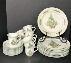 24 Pc Christmas Tree China 8 Place Settings Dinner Coffee Tea Cups Sauce... - $33.00