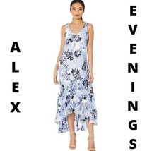 Alex Evenings Womens 10 Light Blue Floral Sleeveless Hi Low Maxi Dress NWT CY71 - £85.85 GBP