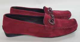 Stuart Weitzman Womens Murphy Moc Scarlet Suede Leather Loafers BW06027 7.5 M - £23.37 GBP