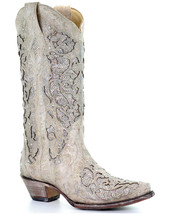 Corral Women&#39;s White Glitter Inlay Western Boots - £195.39 GBP