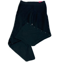 Vintage Gitano Pull-On Pants Solid Black Elastic Waist Rhinestone Sides ... - £14.29 GBP
