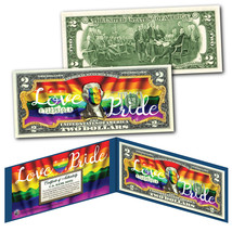 LGBT PRIDE Love Rainbow Flag Colorized US Genuine Legal Tender $2 Bill with COA - £11.20 GBP