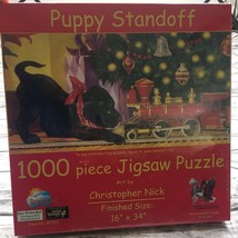 Puppy Standoff 1000 Piece Jigsaw Puzzle SunsOut Christopher Nick Train C... - $18.65