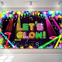 Neon Glow Party Backdrop Fabric Let Glow Background Glow Party Themed Backdrop H - £18.37 GBP
