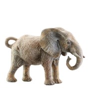 African Elephant Figurine Gray Realistic Textured Features 8.7" Long Resin