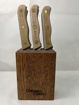 Chicago Cutlery Steak Knife Set 103S Set 6 w/ Block Excellent Vintage Co... - $34.64