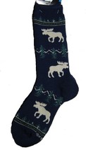 Wildlife Animal Moose Silhouette Navy Adult Cushioned Socks Medium 6-11 - £7.98 GBP