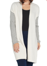 Vince Camuto Open Front Color-Block Cardigan- Antique White, X-SMALL - £18.49 GBP