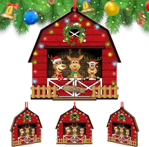 4 Pcs Christmas Ornament Gifts Wooden Reindeer Stable Hanging Ornaments ... - $36.36 CAD