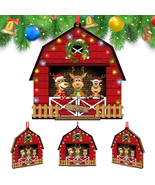 4 Pcs Christmas Ornament Gifts Wooden Reindeer Stable Hanging Ornaments ... - $25.89