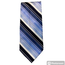 Pierre Cardin Mens Tie Blue White Diagonal Stripes Traditional 100% Silk... - $11.99