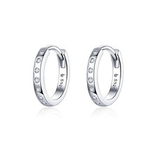 Crystal Circle Hoop Earrings 925 Sterling Silver Korean Style Zircon Earrings Fo - £16.06 GBP