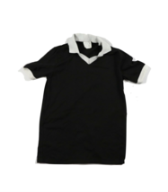 NOS Vintage 70s Boys Large Blank Collared Short Sleeve Soccer Jersey Bla... - $24.70