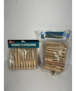 Lot Of 66 (46 Klos Klips + 20) Round Head Wood Clothes Pins Craft Vintag... - £18.67 GBP