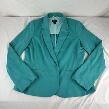 Long Tall Sally Blazer Jacket Womens Sz 14 Teal Blue Lined Missing Button Front - £15.56 GBP