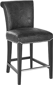 Safavieh Mercer Collection Seth Black Leather 25.9-inch Counter Stool - $394.99