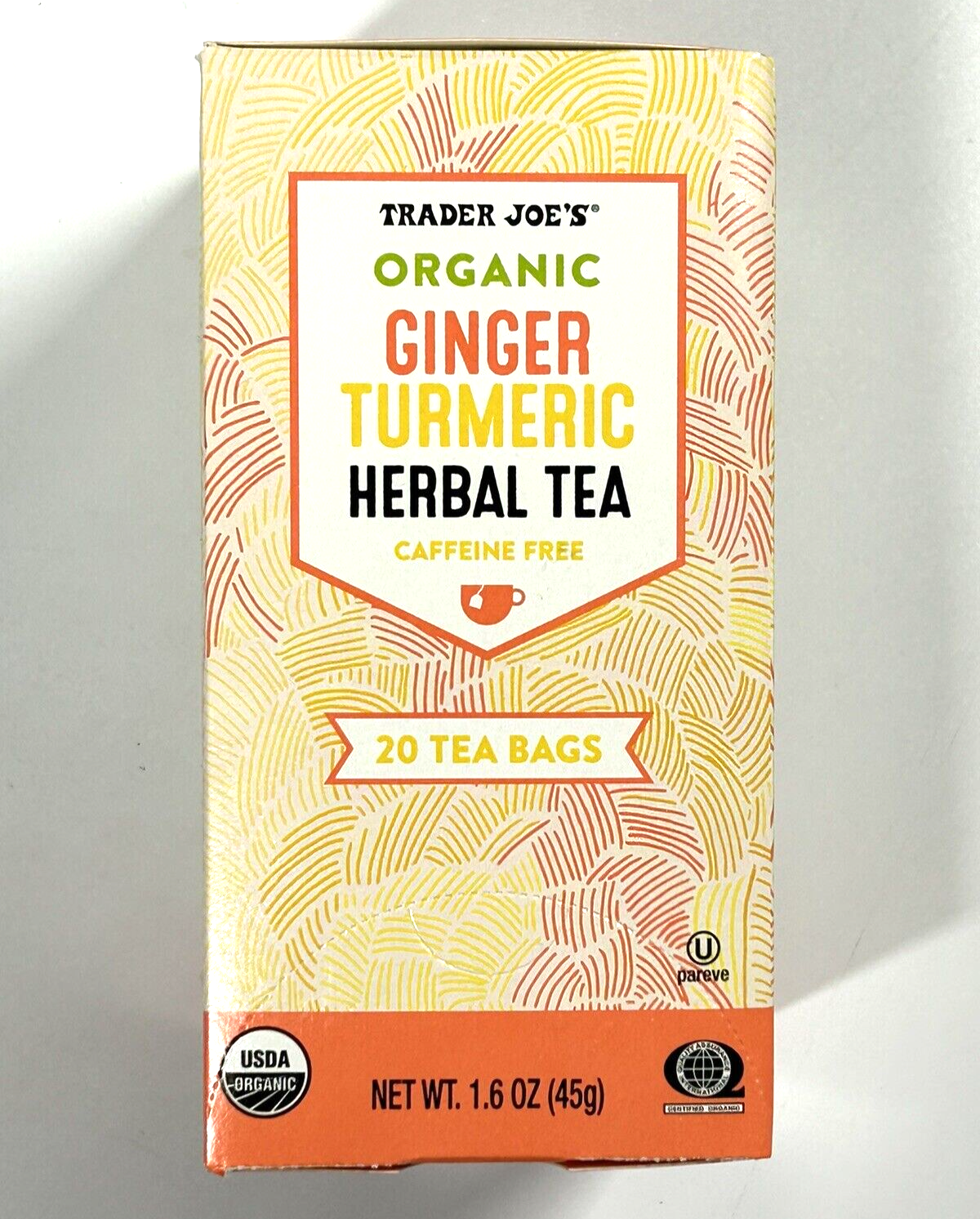 Trader Joe's Organic Ginger Turmeric Herbal Tea Caffeine Free 02/2025 - £7.22 GBP