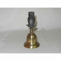 Vintage Collector Brass Metal Hand Bell Owl Figurine Handle Made England - £23.73 GBP