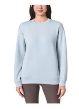 Mondetta Womens Sweatshirt Blue Crewneck Stretch Pockets Fleece Active Cozy - $36.99