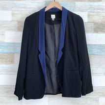 LC Lauren Conrad Crepe Open Blazer Jacket Black Blue Colorblock Lined Wo... - $19.79