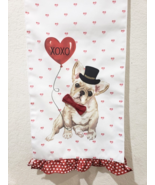 VALENTINES DAY FRENCH FRENCHIE BULLDOG DOG TABLE RUNNER RED HEARTS 13x72&quot; - £20.93 GBP