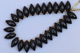 Natural, 24 pieces smooth black spinal gemstone fancy briolette beads, 7x14--7x1 - £52.34 GBP