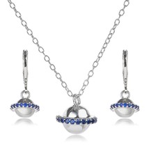 Earth Ball Zircon Jewelry Set Drop Dangle Earrings Neck Necklace 925 Sterling Si - £52.65 GBP